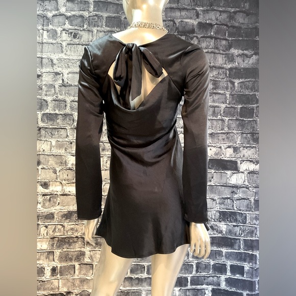 Navy Blue Satin Formal Mini Dress - Picture 8 of 10